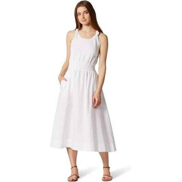 Joie Dresses & Skirts - Joie Dress XL White Linen Cotton Kenzie Twist Strap Midi Summer